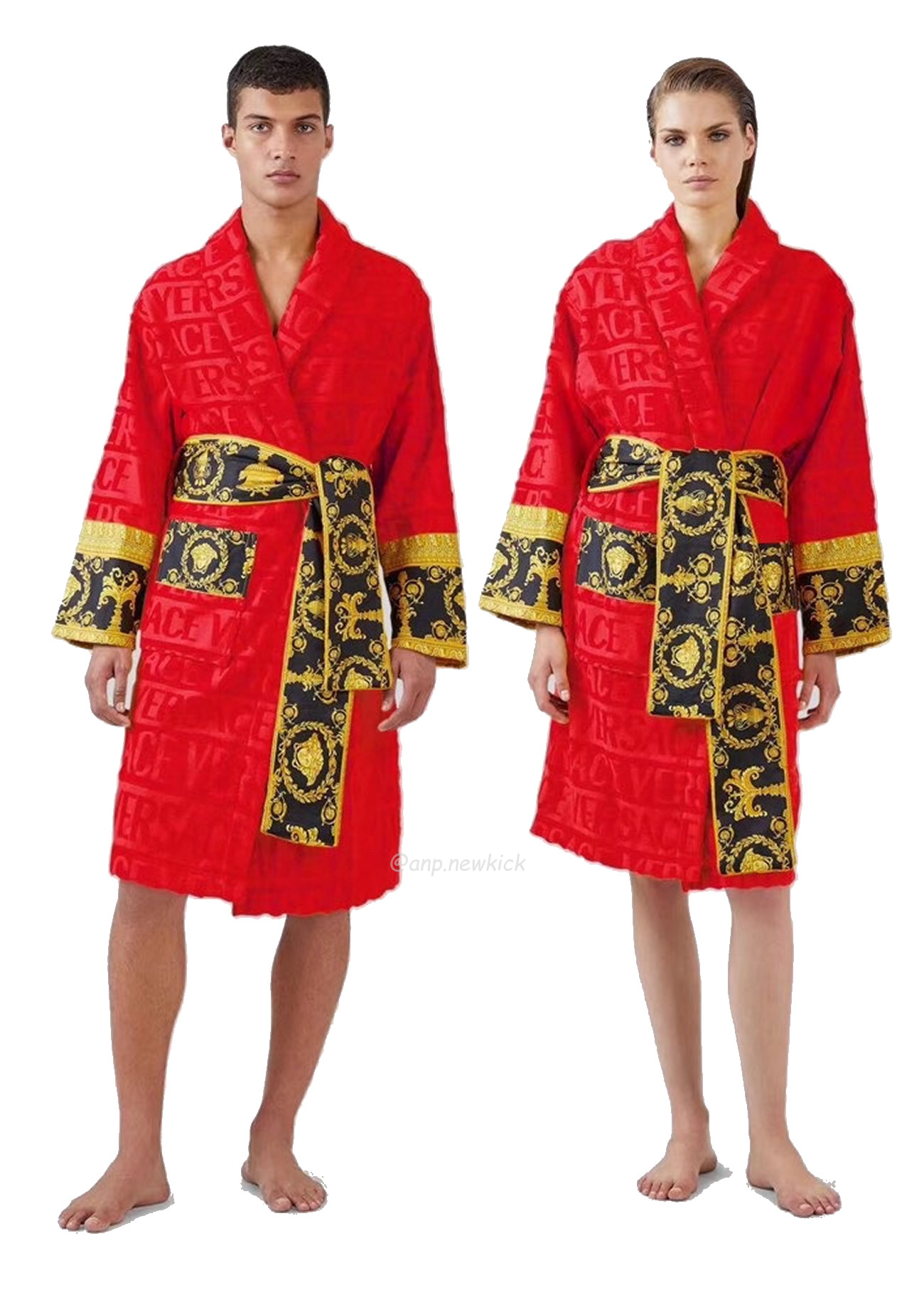 Versace Baroque Logo Jacquard Cotton Bathrobe (8) - newkick.cc